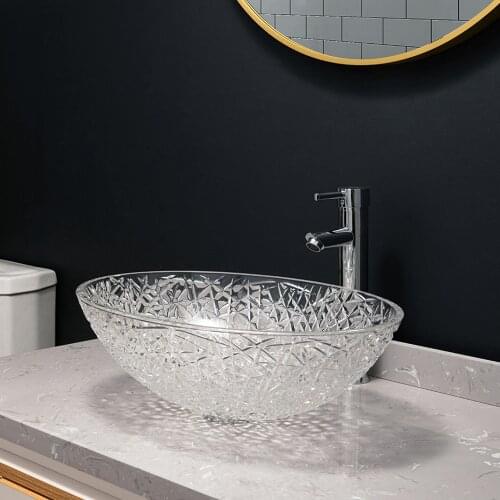 Glass China Artistic Art wash basin glass Counter Top Wash Basin Bathroom Sinks