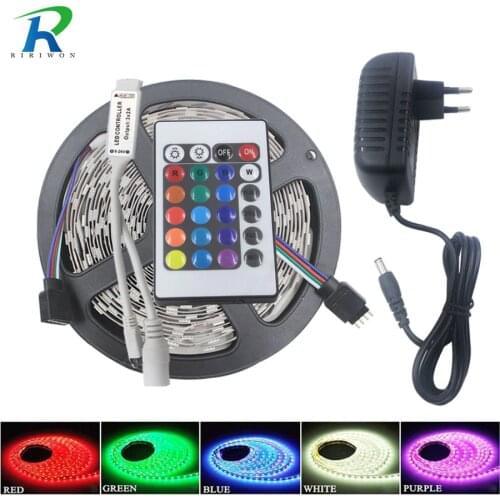SMD RGB LED Strip LED Light 5m 10m 5050 2835 flexible LEDs Lighting 220V Tape Diode Ribbon Waterproof DC 12V power adapter set