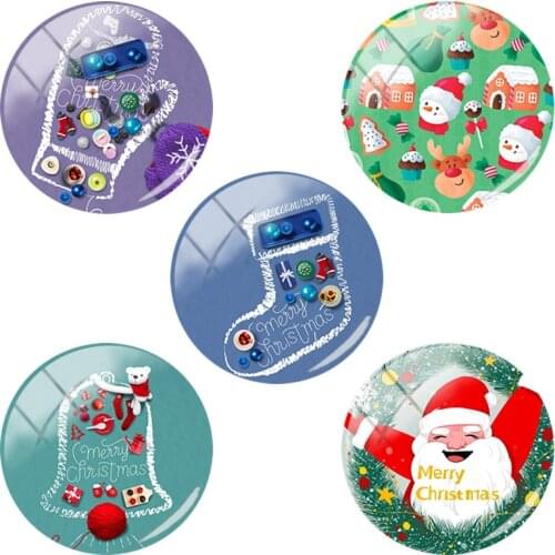 TAFREE Cartoon lovely merry christmas 12mm/15mm/16mm/18mm/20mm/25 mm Glass Cabochons Flat Back DIY Jewelry Findings Making CM579