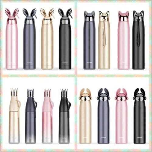 Winter Vacuum Flask 304 Stainless Steel Creative rabbit king fox cool dog crown gradient color Thermal Insulation Cup For Women