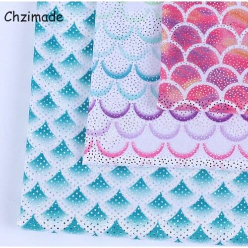 Chzimade 1Yard Fish Scale Design Polyester Sewing Fabric Diy Handmade Home Textile Cloth For Toys Patchwork Fabric