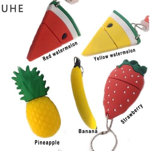 Cartoon fruits usb flash drive pen drive 64gb 32gb 16gb 8gb 4gb real capaciyt memory stick u disk creative gift pendrive cle usb