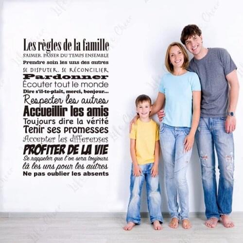 Stickers French family rules vinyl wall stickers decals art murals wallpaper living room home decoration house decoration