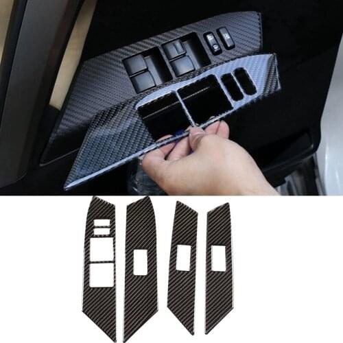4Pcs Carbon Fiber ABS Inner Window Switch Panel Cover Trim Lift Control Switch Trim for Toyota RAV4 2015-2019