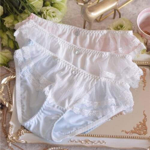 Japanese Ice Lace Traceless Waist Briefs Womens Underwear Seamless Panties For Women Panties With Rhinestones Kawaii Lingerie