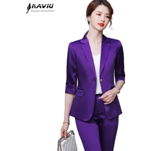 Suits Women 2021 New Spring Buiness High End Temperament Fashion Half Sleeve Slim Blazer And Pants Office Ladies Work Wear