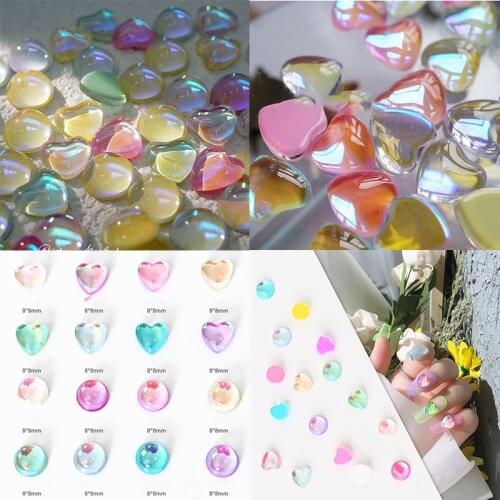1Bag 8X8mm/8X10mm Mocha Nail Rhinestones Manicure Flatback Non Hotfix Heart/Round Glass 3D Gems Nail Art DIY Accessory Stones