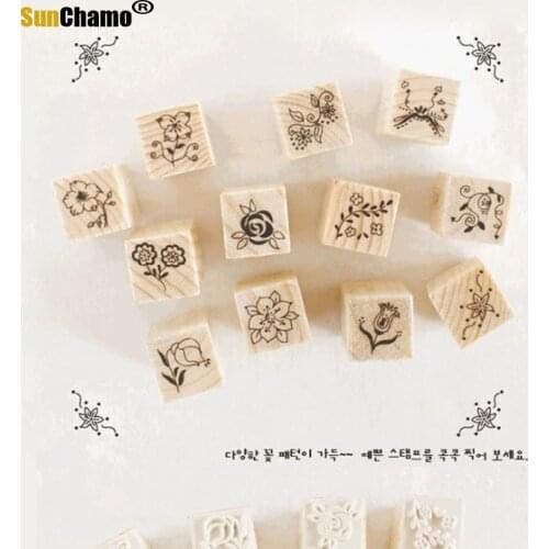 Hot Selling Newest 2021 Mini Wooden Seal South Korea [bbabbabbiyo]DIY Seal Matchbox Seal Flower Stamps for Scrapbooking