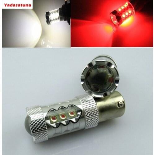 2Pcs RED/White 7225 BAZ15d(1122 P21) P21/4W 566 CANBUS Car Stop/Tail Lights bulbs Dual Filament LED Car Stop/Tail bulbs 12V DC