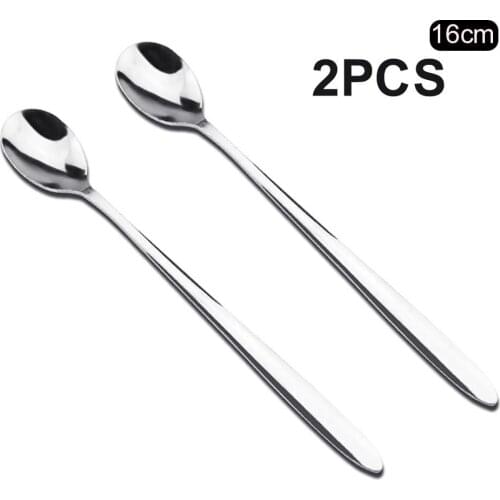 2Pcs Long Handle Stainless Steel Tea Coffee Spoons Ice Cream Scoop Cutlery Set Kitchen Flatware Tools Sharp Ice Spoons New