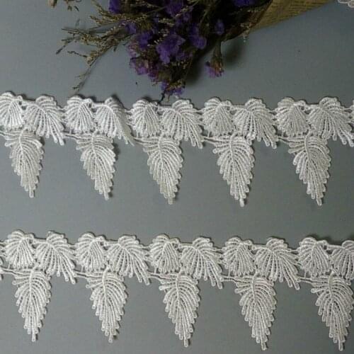 2yard Soluble White Polyester Leaves Embroidered Lace Trim Ribbon Handmade DIY Sewing Craft For Costume Hat Decoration 2019 Hot