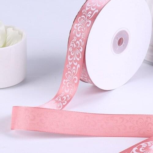 25mm Printed Satin Ribbons Packing DIY Sewing Hair Bow Wedding Party Decoration Accessories 45m Length 12 Colors