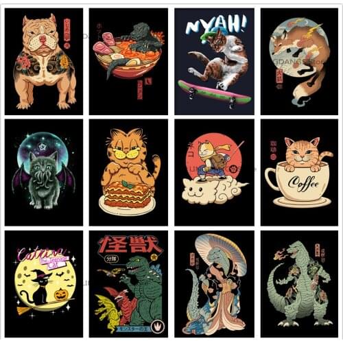 5d Diy Diamond Painting Cartoon Neko Samurai Cat Ramen Nostalgia Poster Diamond Mosaic Embroidery Cross Stitch Home Decor Gift