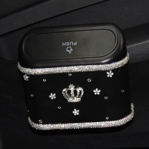 Diamond Multifunctional Car Sundries Storage Box Door Hanging Mobile Phone Storage Car Trash Can