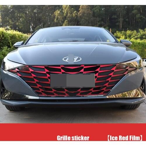 Car window, wheel hub, front bumper, car rear fog lamp film decoration ice red film Avante for Hyundai Elantra CN7 2021 grille