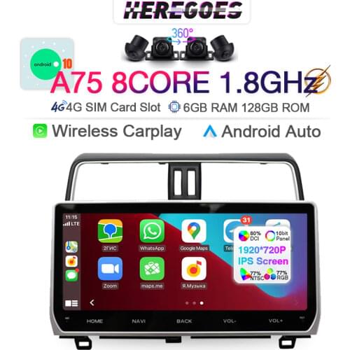 2Din Octa core Android 10 Car Radio For Toyota Land Cruiser Prado 150 2018 2019 2020 Multimedia Player Carplay GPS 4G LTE Stereo