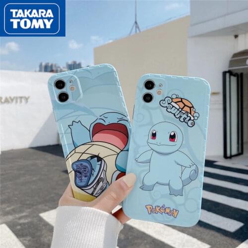 TAKARA TOMY Pokemon Jenny Turtle Soft Shell Phone Case for IPhone 6S/7/8P/X/XR/XS/XSMAX/11/12Pro/12min Phone Couple Case Cover