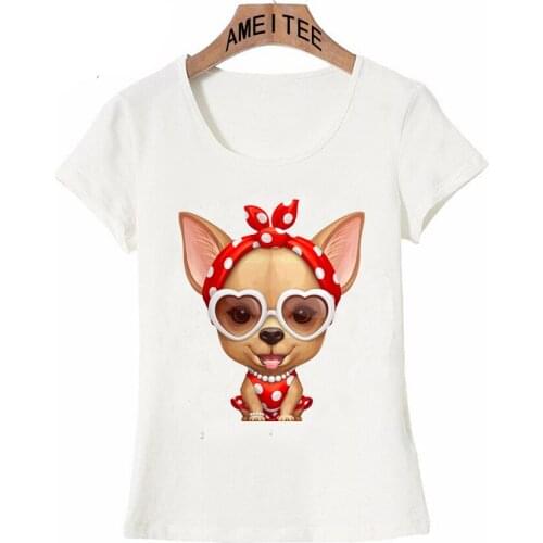 Smart and cute Chihuahua Girl Print T-Shirt New Women Tee shirt Funny Dog Design Girl Tops Fashion Casual Tee