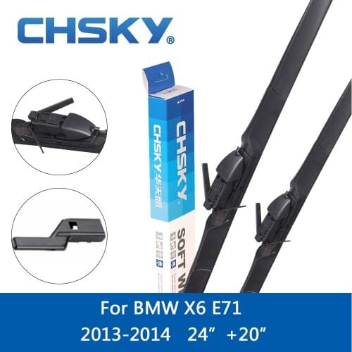 CHSKY Car Windshield Wiper Blade For BMW X6 E71 F16 2008 2009 2010 2011 2012 2013 2014 Fit Push Button & Side Pin Arms 24"&20"