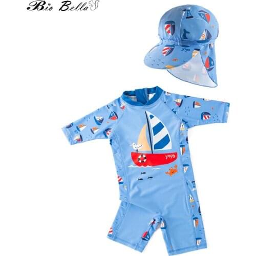 Childrens Swimsuit Boys 2021Sailboat UV Baby Bathing Suit Boy Kids One Piece Swimming Suit Toddler Boy Swimsuits Bath Clothes