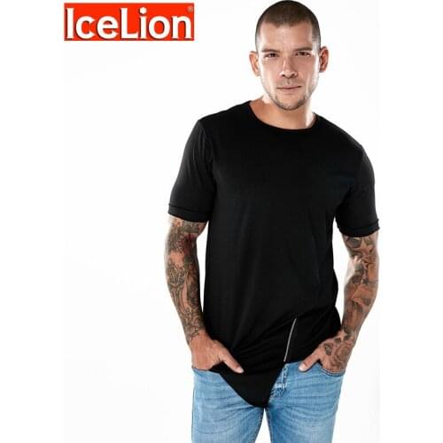 IceLion 2021 Summer Short Sleeve Tshirts For Men Camiseta Masculina Zipper Decoration Irregular Mens T-shirt Fashion Casual Tees