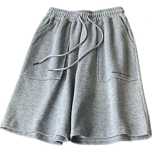 Summer Women Shorts casual Solid Color cotton blend Drawstring High Waist Summer Wide Leg Women Wide Leg Drawstring Shorts