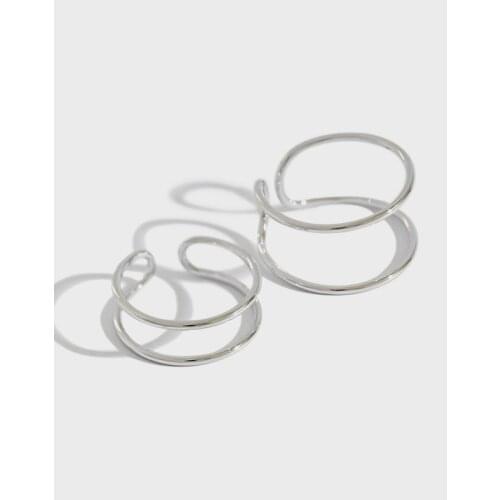 1pc Thin Minimalism 100% Authentic 925 Sterling Silver Fine Jewelry Geometric Open Hollow Double Rows Ring FASHION J64 WHOLESALE