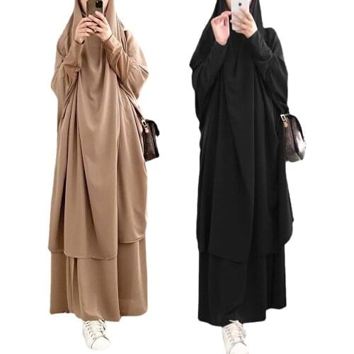 Eid Hooded Muslim Women Hijab Dress Prayer Garment Jilbab Abaya Long Khimar Ramadan Gown Abayas Skirt Sets Islamic Clothes Niqab