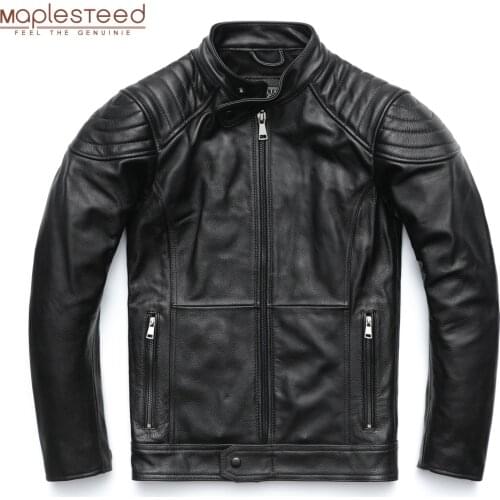 Motorcycle Jacket Men Genuine Leather Jackets 100% Natural Cowhide Leather Coat Winter Biker Jacket Moto Clothing M229