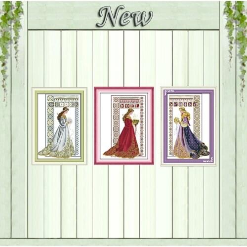 Bride with flowers wedding angel diy painting Counted Print on canvas DMC 11CT 14CT Cross Stitch kits needlework Sets embroidery