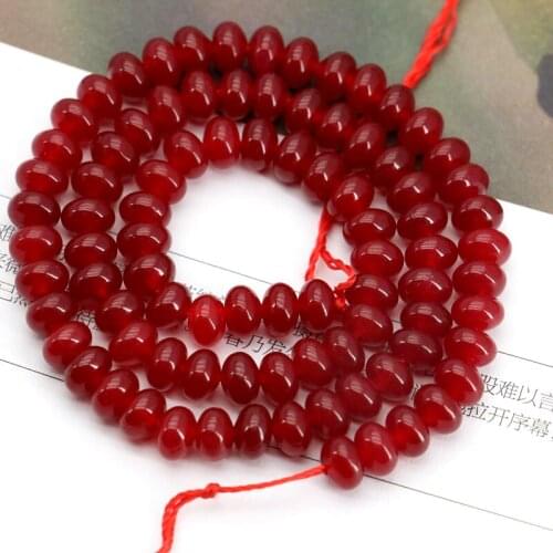 New 4X6mm Red chalcedony abacus shaped loose beads 15" wholesale DIY fit women jewelry making gift Charming
