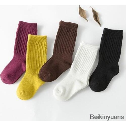Autumn and winter new children 's boys and girls cotton socks solid color children' s socks 's men' s children 's socks