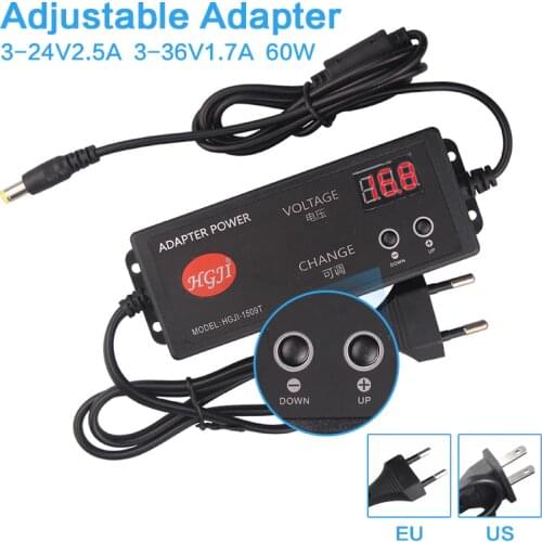 New Adjustable AC to DC 3V-24v 2.5a 10V15V18V16.8V22v Universal adapter with display screen Multi-fonction multifunction Adapter
