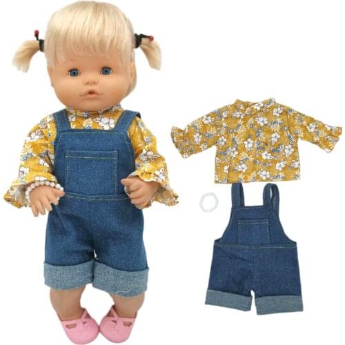 Baby Doll Clothes Denim Pants Flower Shirt For 40 Cm Nenuco Clothes Ropa Y Su Hermanita Baby Girl Present