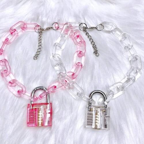 Harajuku Style Retro Lock Pendant European and American Cool Street Hip-hop Disco Necklace Men and Women Accessories