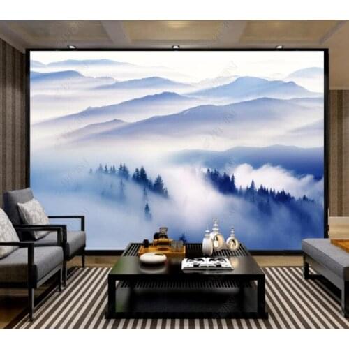 Papel de parede Mountain peaks, sea of artistic conception 3d wallpaper mural,iving room tv wall bedroom wall papers home decor
