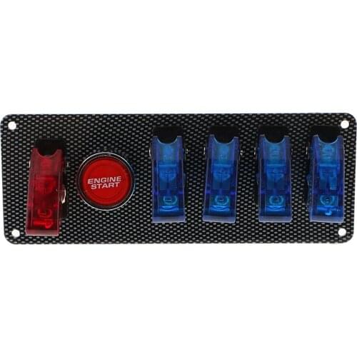 DC12V Flip-up Ignition Switch Panel 6 in 1 Car Engine Start Push Button LED Toggle For For Racing Sport Competitive Car