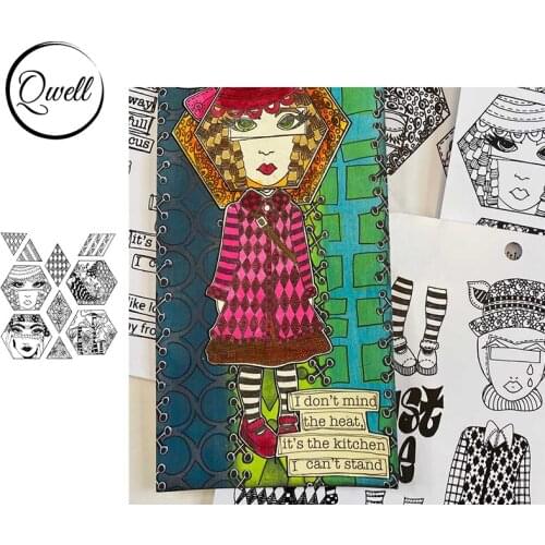 QWELL Woman Cover Veil Geometry Repetition Clear Transparent Stamps DIY Scrapbooking Album Craft Paper Cards Stamps 2021