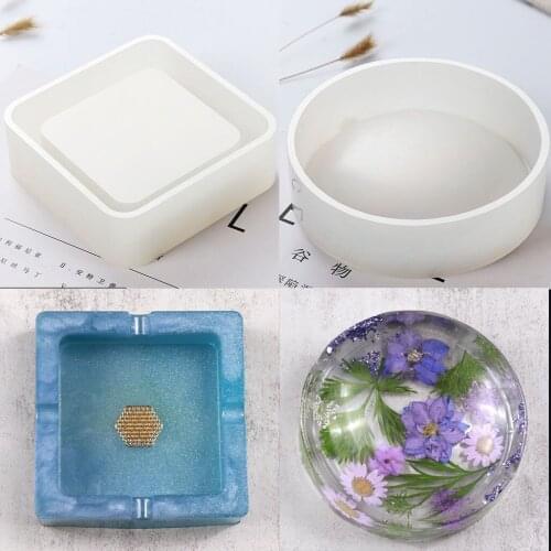 DIY Round Square Ashtray Silicone Mold for DIY Crystal Epoxy Resin Candle Mold Handicraft Jewelry Decoration Acessories