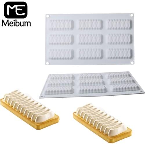 Meibum 9 Cavity Spiral Wave Shape Silicone Cake Mold Cheese French Dessert Mould Mousse Pastry Tray Decorating Baking Tools