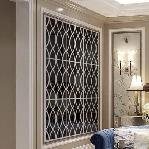 60*30cm Mirror Geometric Pattern Ceiling and Wall Self -Adhesive Waterproof Removable Wall Border Stickers For Home Decoration