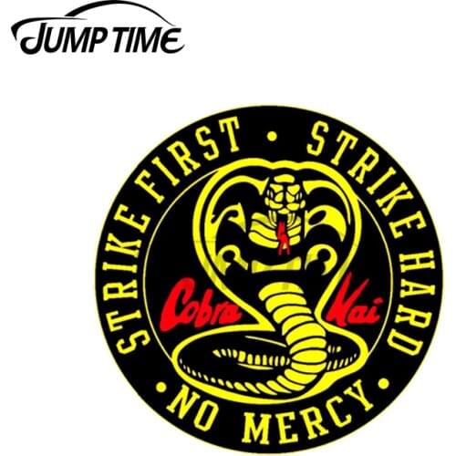 Jump Time 13 x 13cm For Cobra Kai No Mercy! Fine Decal Motorcycle Windows Car Stickers Vinyl Material Decoration Sunscreen