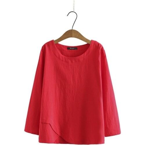 Plus Size XL-4XL Womens Long Sleeved Shirts Full Cotton Solid Spring Autumn Tops Large Size Muslimah Clothing