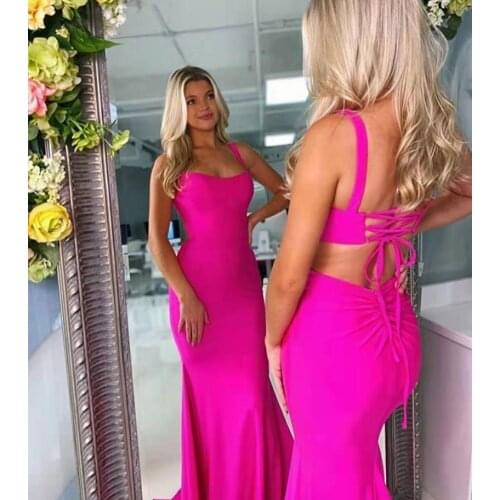 Vkbridal Halter Long Rose Red Spandex Prom Dresses Mermaid Sexy Back Party Dresses Zipper Back Formal Evening Gowns