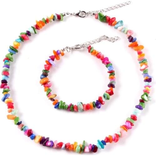 Bohemia Colorful Beads Gravel Turquoises Natural Semi-precious Stones Choker for Women Fashion Trendy Necklace Jewelry Gift