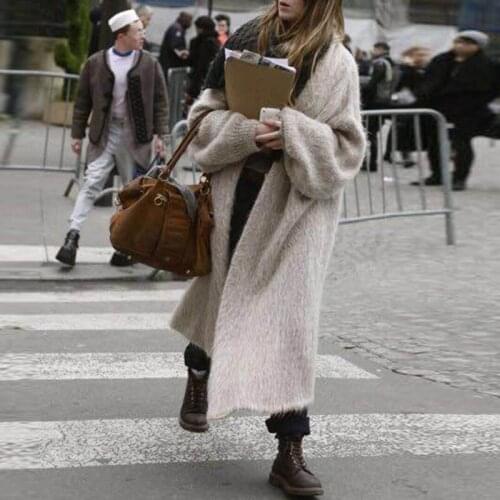 Winter Street Style Solid Color All-Match Womens Sweater Coat 2020 Autumn New Cardigan Extended Mink Wool Sweater
