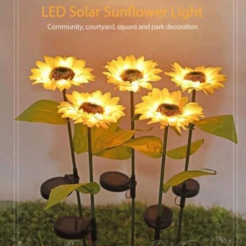 1 Pcs Led Waterproof Lawn Light Solar Sunflower Flower Landscape Lamp Outdoor Garden Decoration Path Underground Buried Light