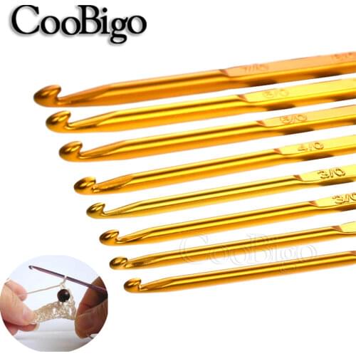 10Pcs Set Aluminium Crochet Hooks Knitting Needles Circular Hook Double End Prym Braided Hair Twist Paracord Sewing Tools