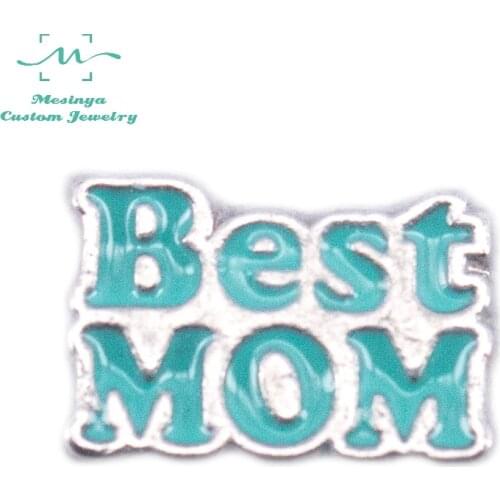 10 pcs Mesinya Mama Silver Color New Best Mom Custom Floating Charms for Personal Glass Locket Pendant
