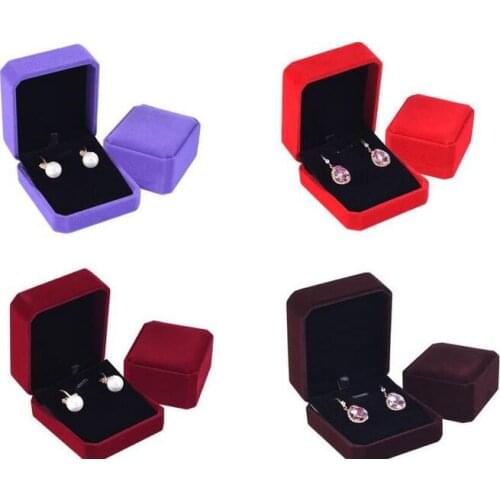 100pcs/lot Classic Velvet Earring Pendant Necklace Box 7x8.2x4cm Wedding Jewelry Packaging Storage Case Gift Boxes 10 Colors